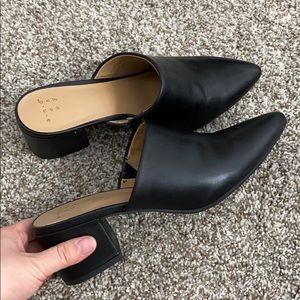 Black Block Heeled Mules